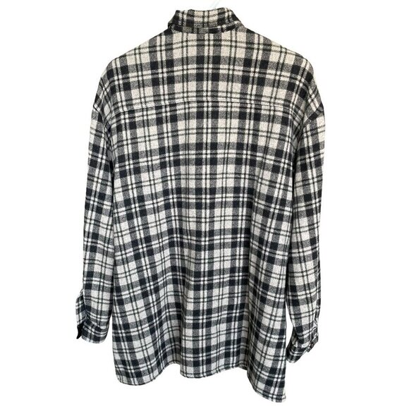 VINTAGE Plaid Fleece Button Down Long Sleeve Shirt Wool Blend Canada Men's Large - Picture 2 of 13